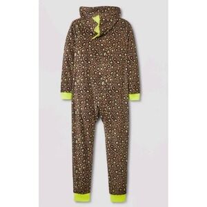 Cat & Jack Boys Dino Union Suit Pajamas One Piece Long Sleeve Green Sz L (10/12)